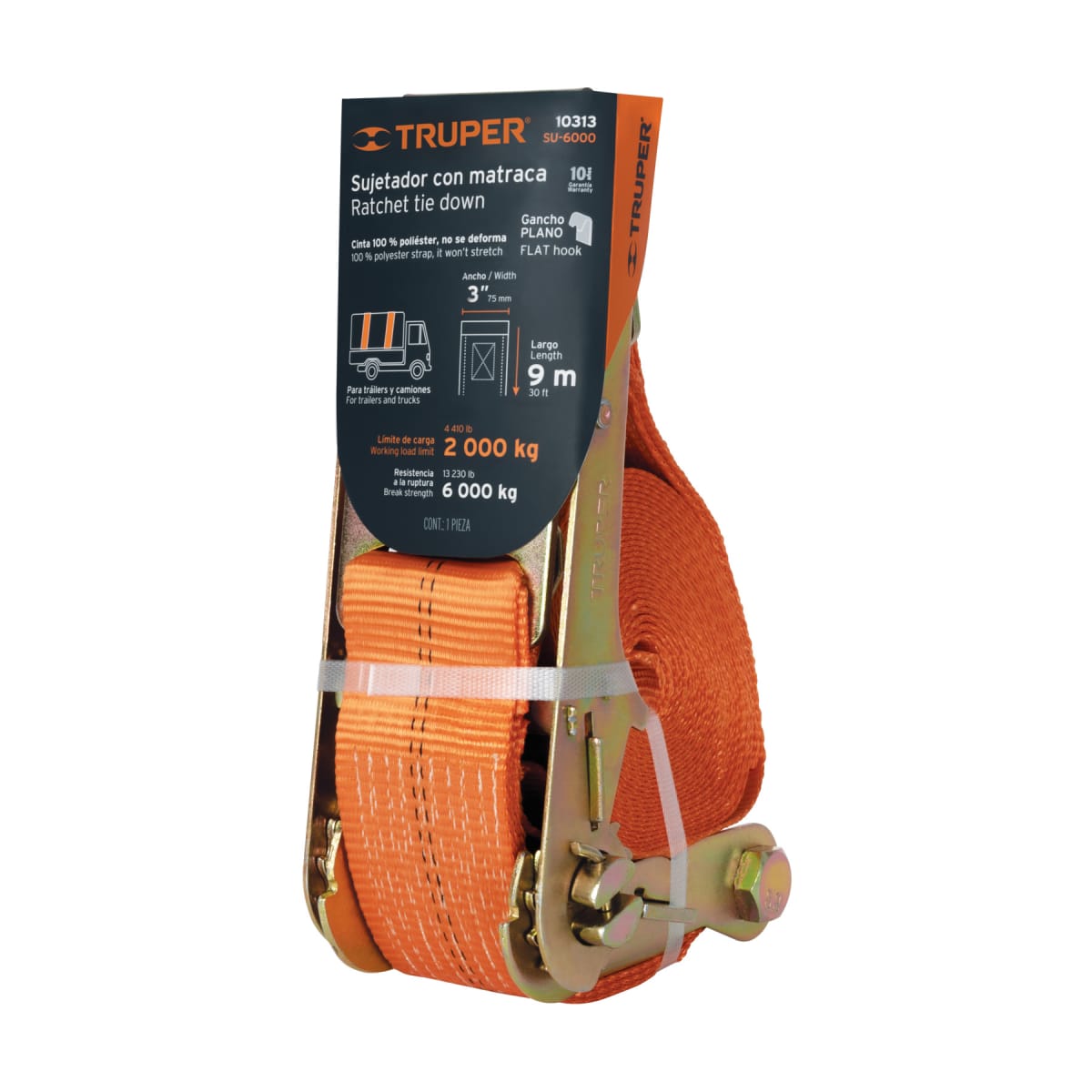 Sujetador con ratchet carga máxima 6000 kg, Truper1