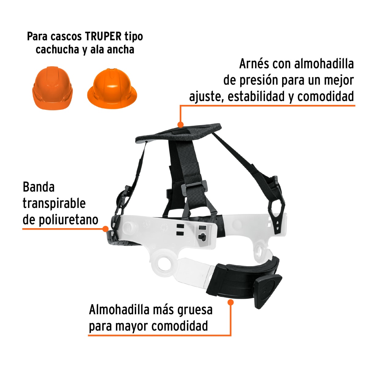 Suspensión para cascos, ajuste por matraca, Truper3