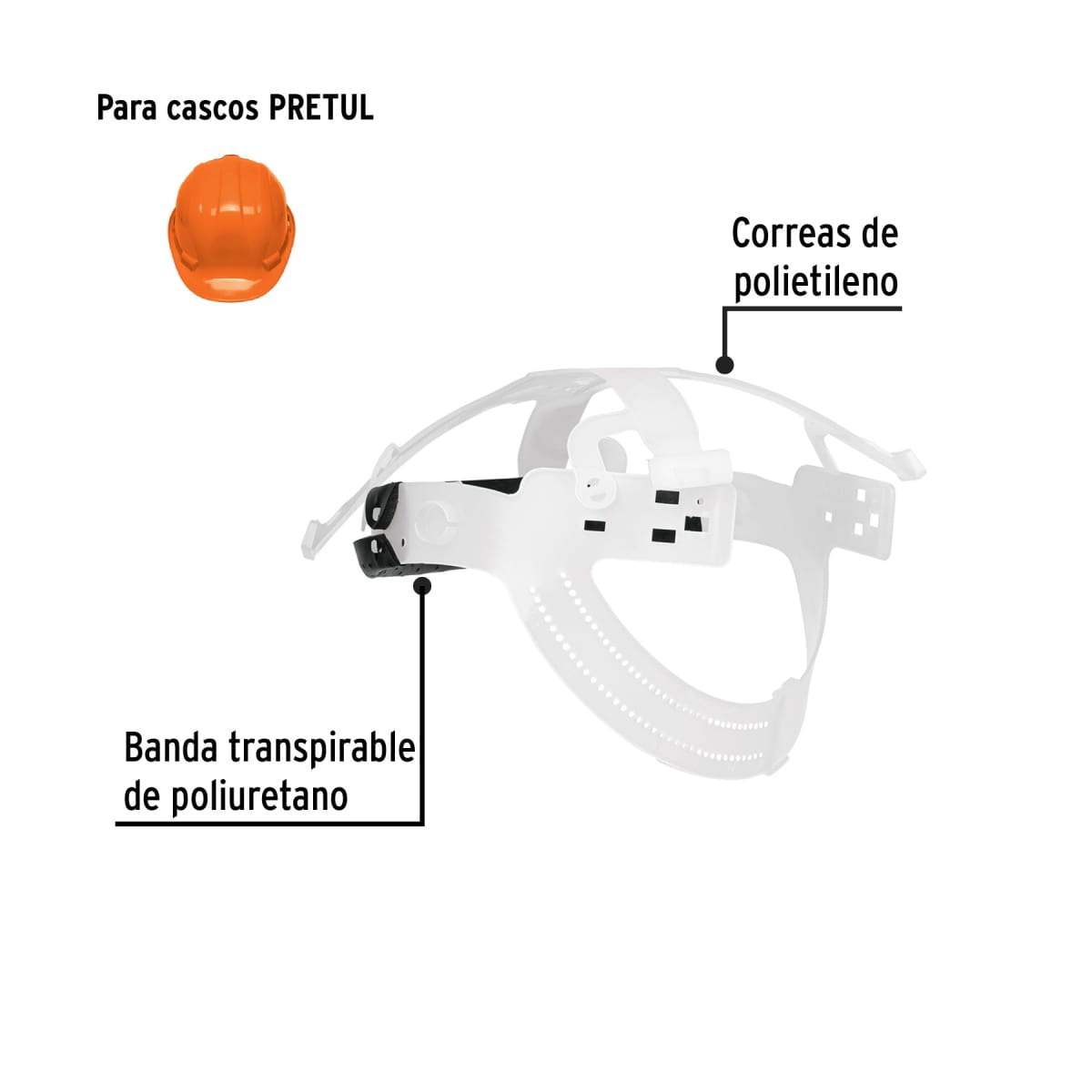 Suspensión para cascos, ajuste por intervalos, Pretul3