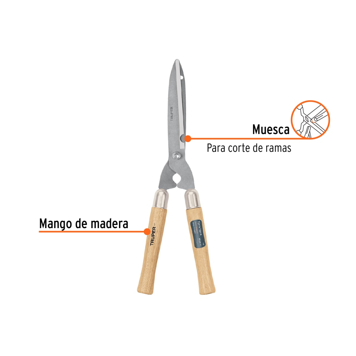Tijera para poda 50 cm ligera mangos de madera Truper2