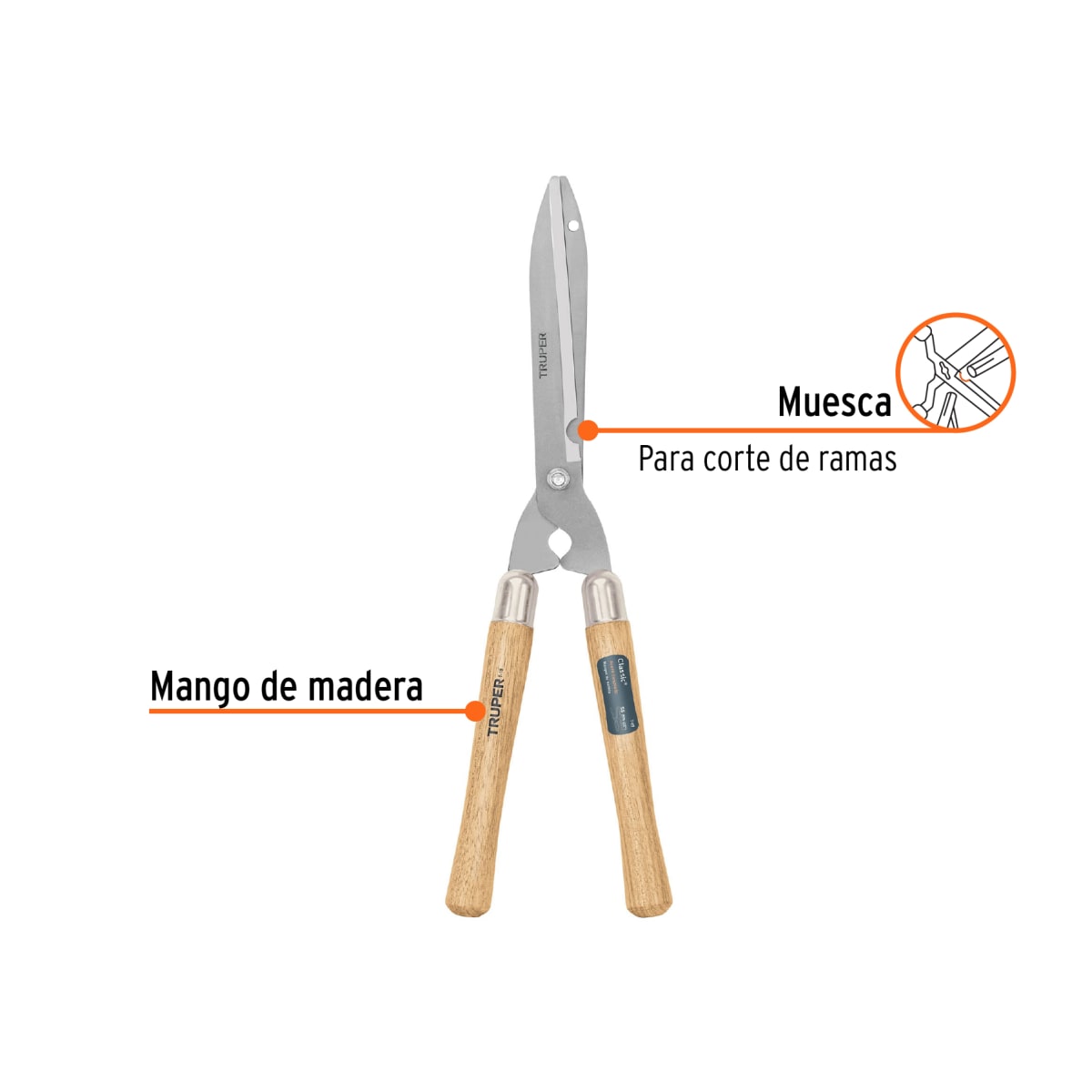 Tijera para poda 55 cm, Classic, mgos de madera, TRUPER2