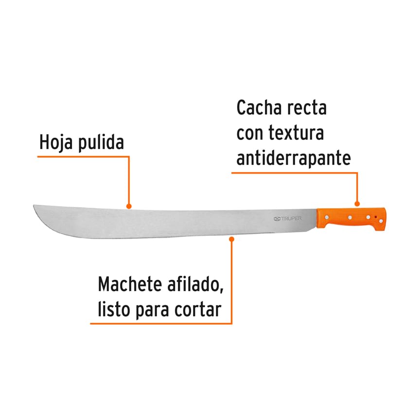 Machete estándar 22´´ cacha naranja remachada, Truper2