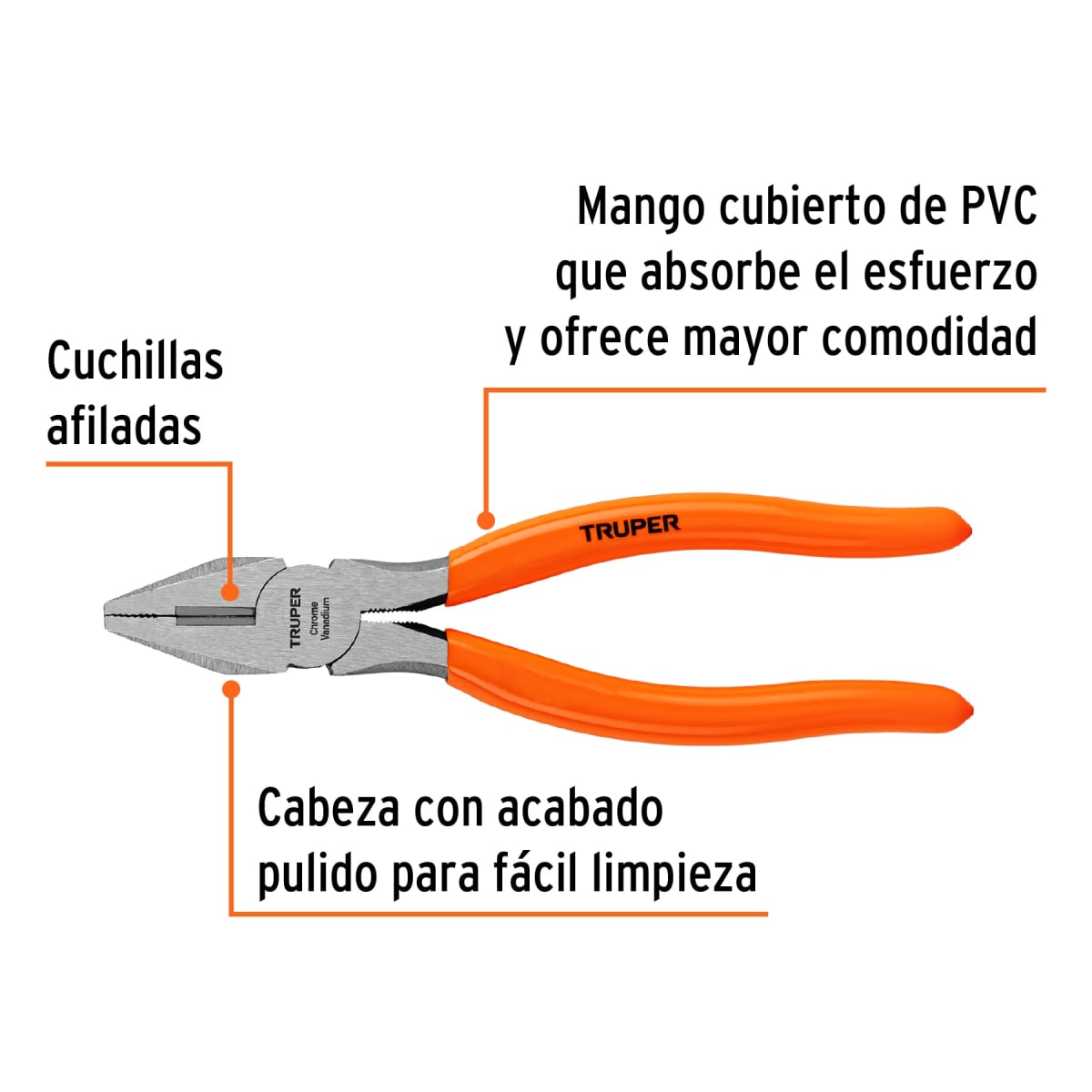 Alicate universal 7´´ mango de PVC, Truper2