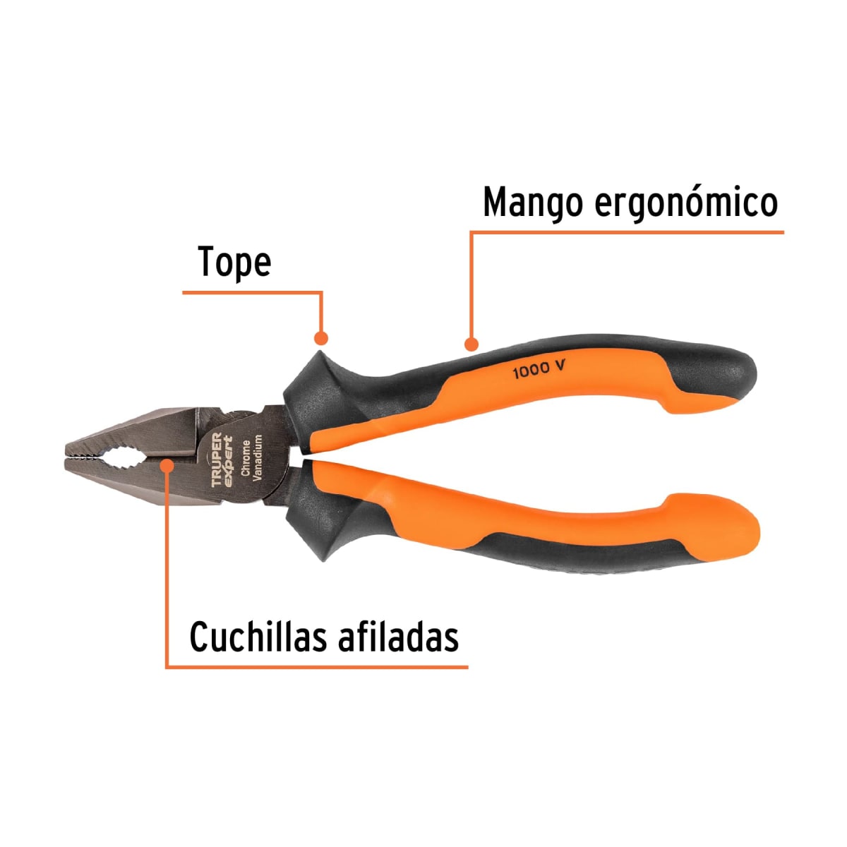 Alicate universal 6'' mango comfort grip. truper expert2