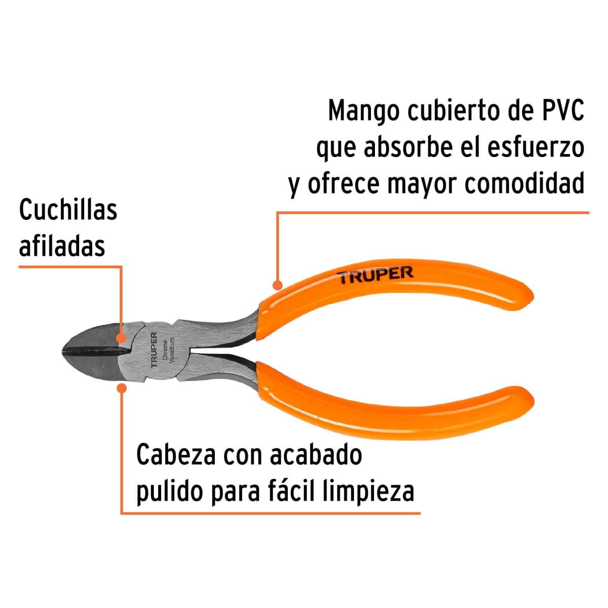 Pinza de corte diagonal 5'' mango de PVC. Truper2