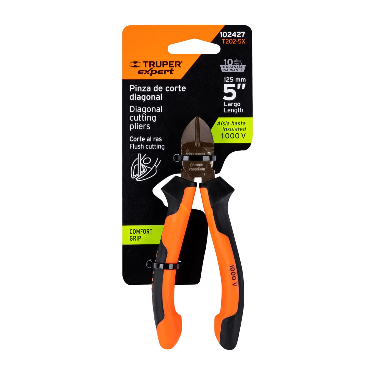 T202-5X Pinza corte diagonal 5´´ alta palanca, Comfort Grip, Expert Truper4