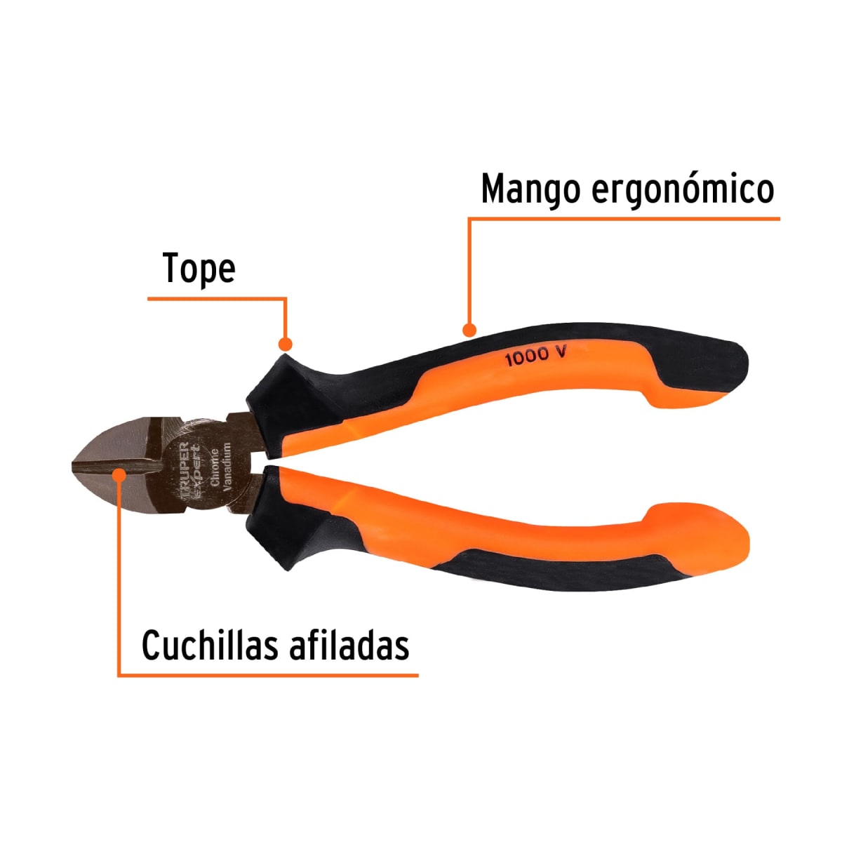 T202-5X Pinza corte diagonal 5´´ alta palanca, Comfort Grip, Expert Truper2
