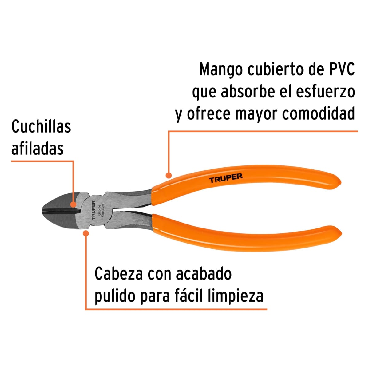 Alicate de corte diagonal 7'' mango de pvc Truper2