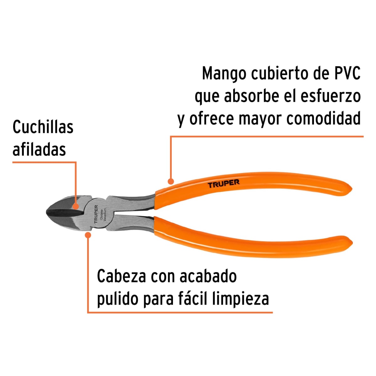 Alicate de corte diagonal 8'' mango de pvc Truper2