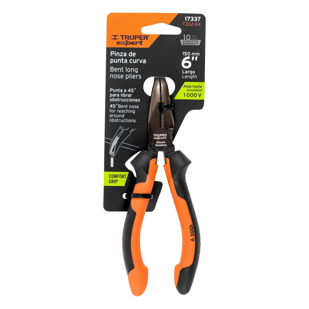 Alicate de punta curva 6'' mango comfort grip Truper expert4