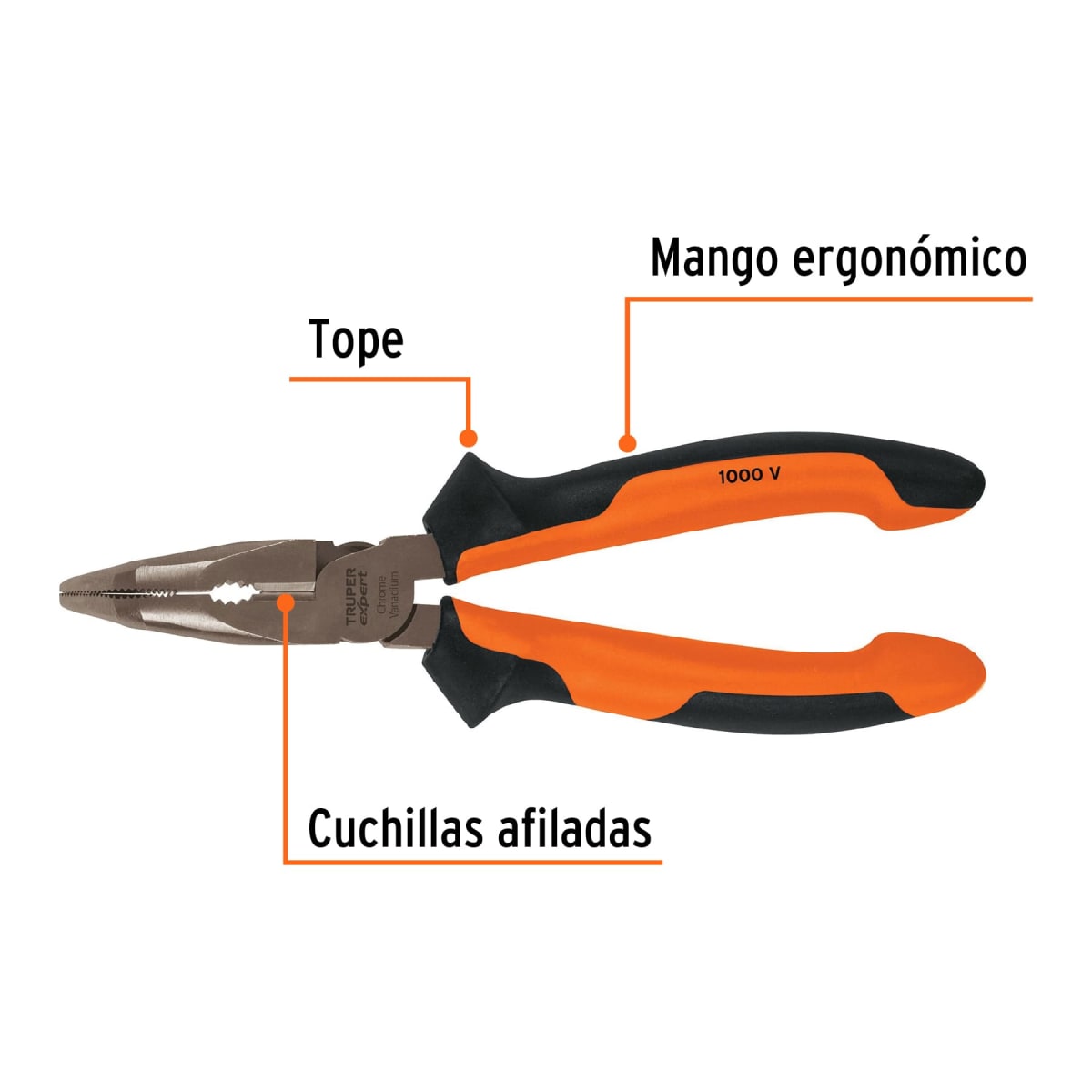 Alicate de punta curva 6'' mango comfort grip Truper expert2