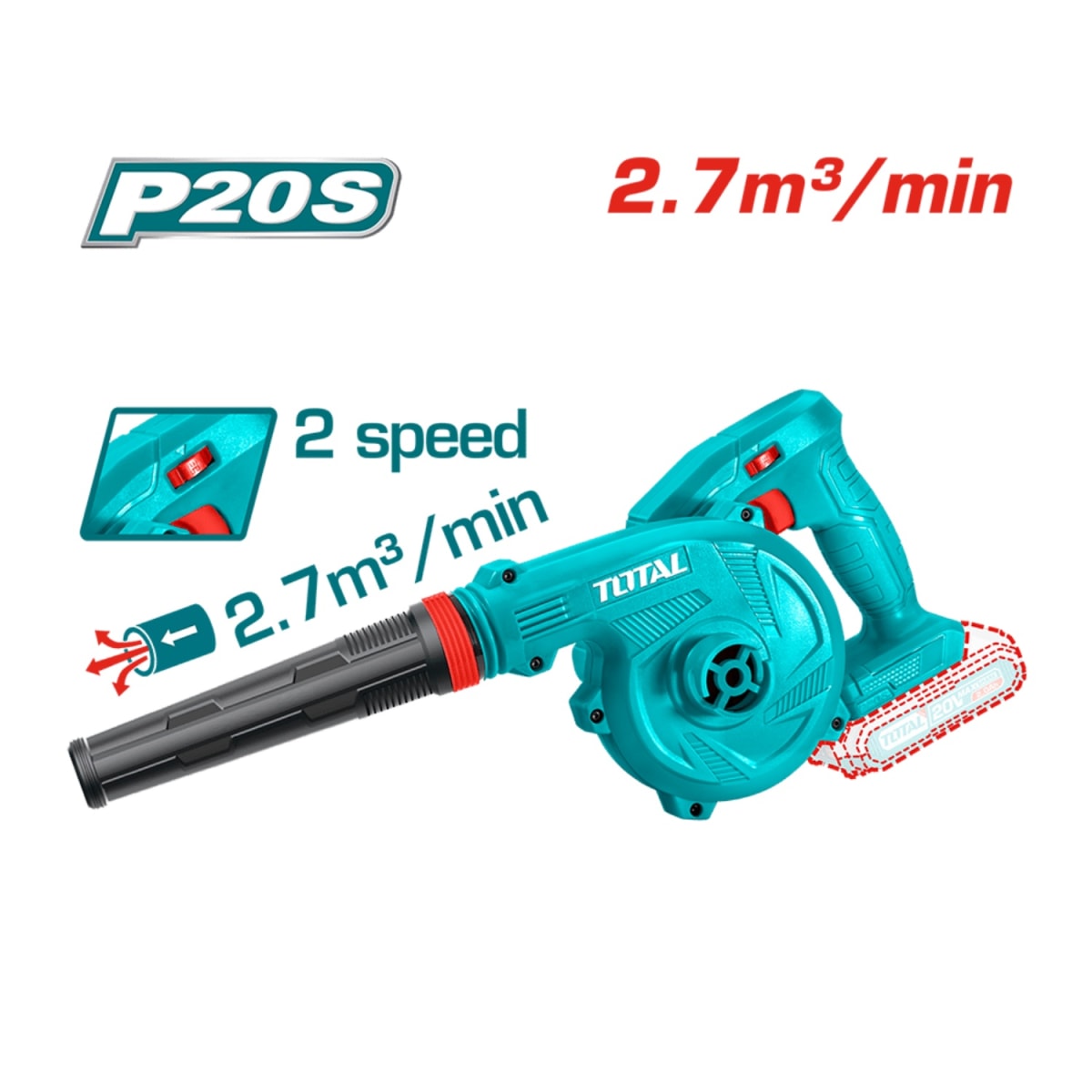 Sopladora de aire 20v Total2