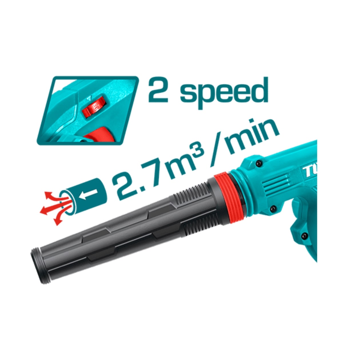 Sopladora de Aire con Regulador de Velocidad 20v + batería y cargador Total4