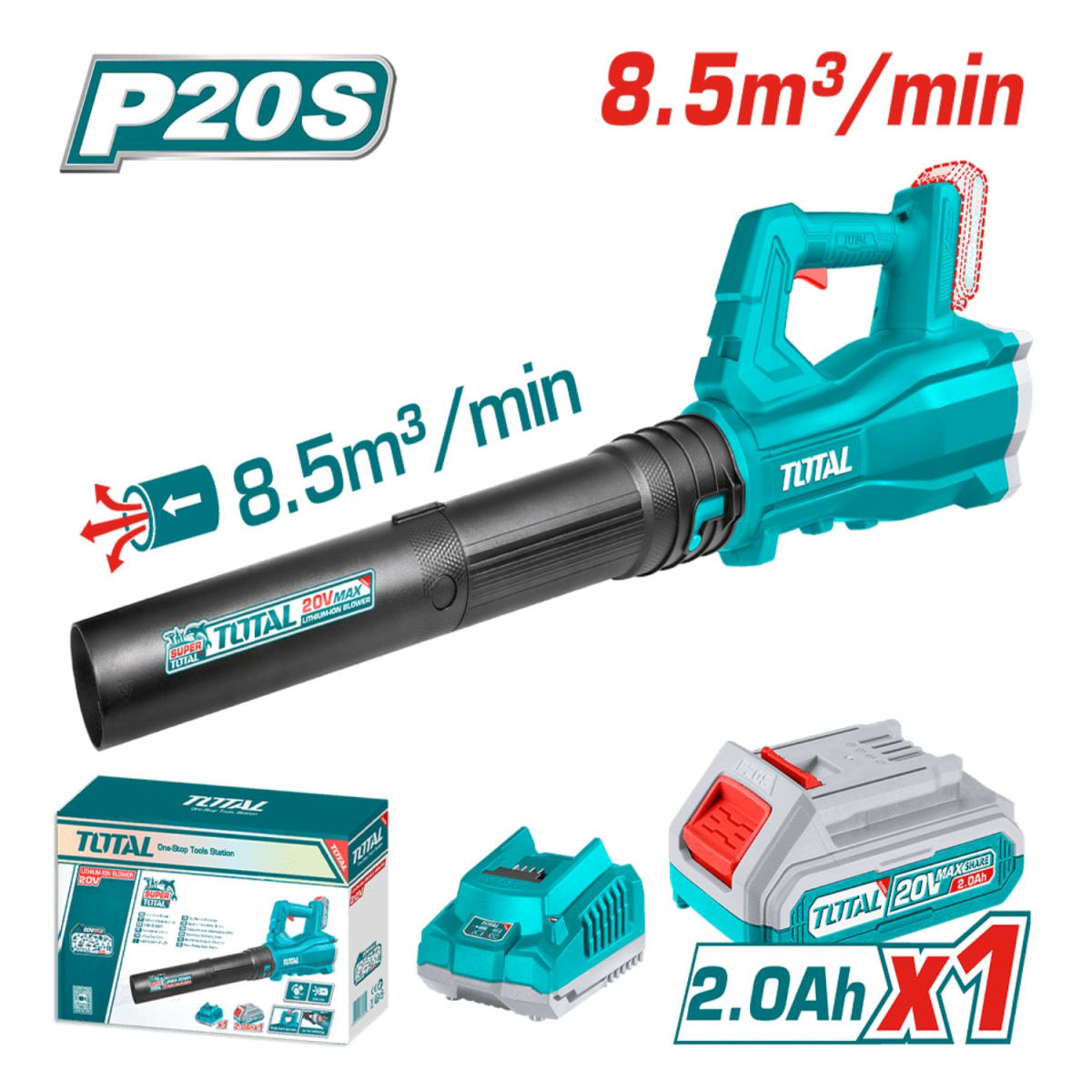Sopladora inalámbrico 20v + bateria y cargador Total2