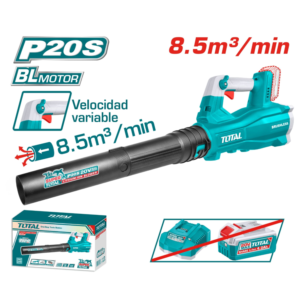Sopladora con Vel.Variable (solo cabezal) 20v Total5