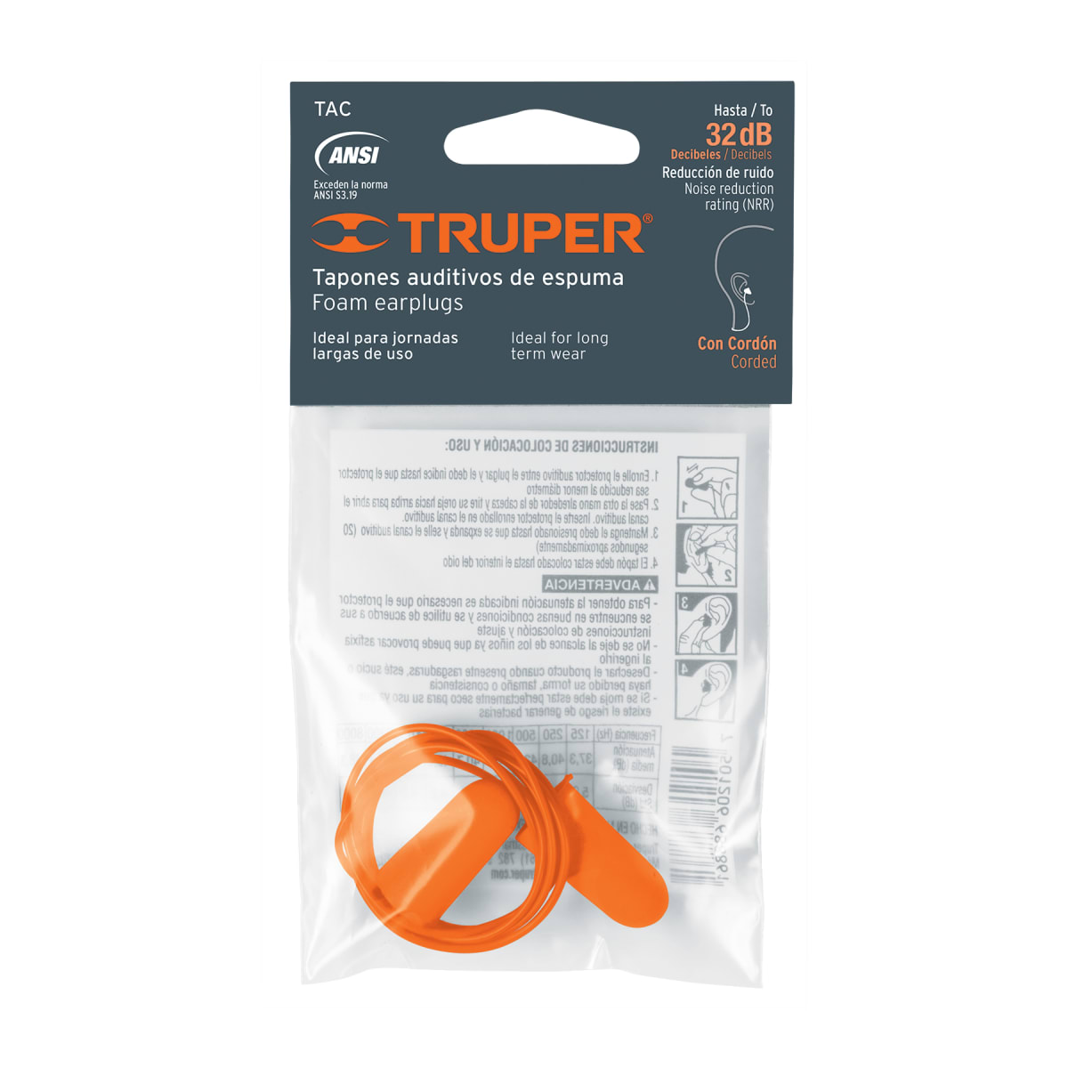 Tapón auditivo de espuma con cordón Truper4