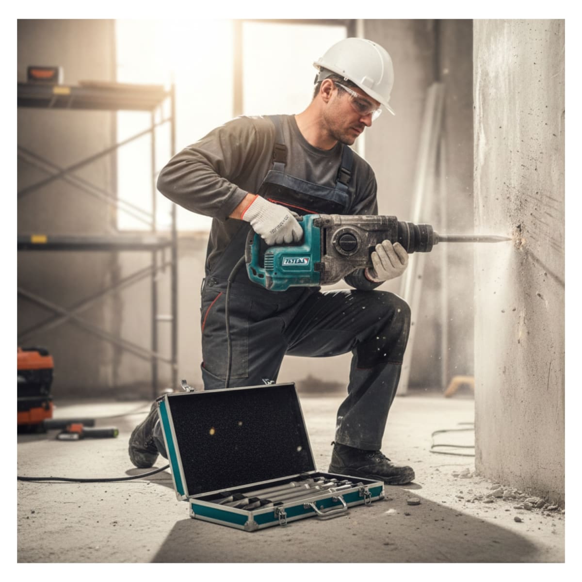 Set de Cinceles Sds HEX 400mm + 4pcs en Maletin Aluminio Total2