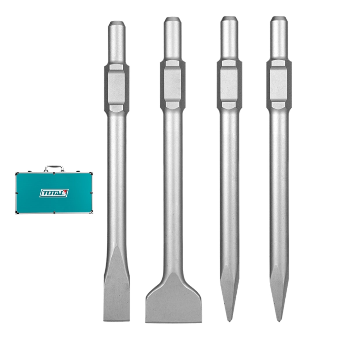 Set de Cinceles Sds HEX 400mm + 4pcs en Maletin Aluminio Total1