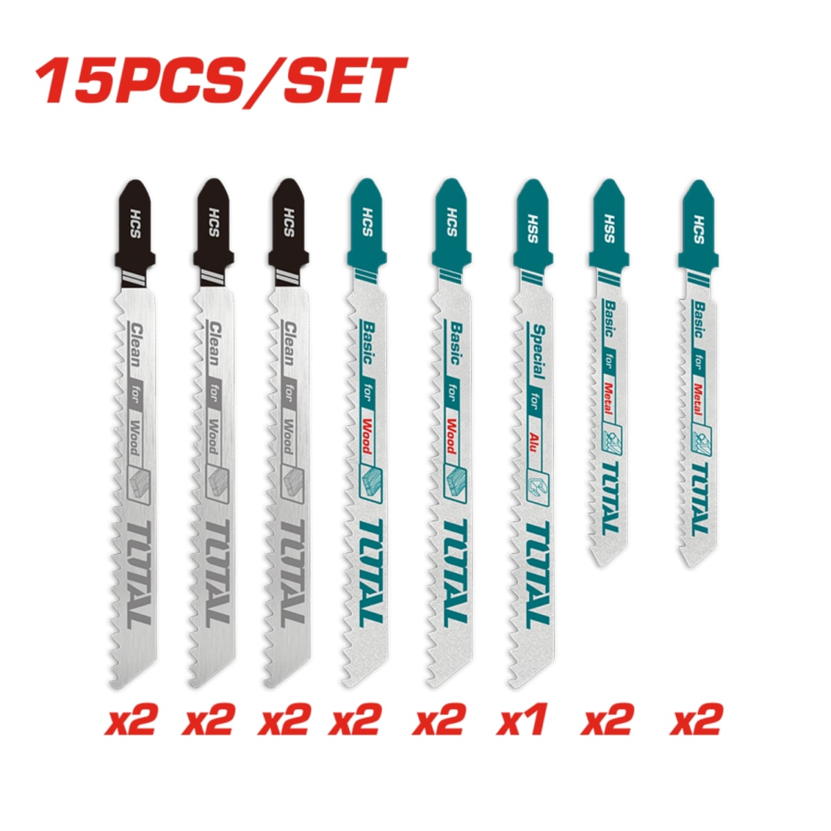 Set de Cuchillas para Caladora 15pcs Total2