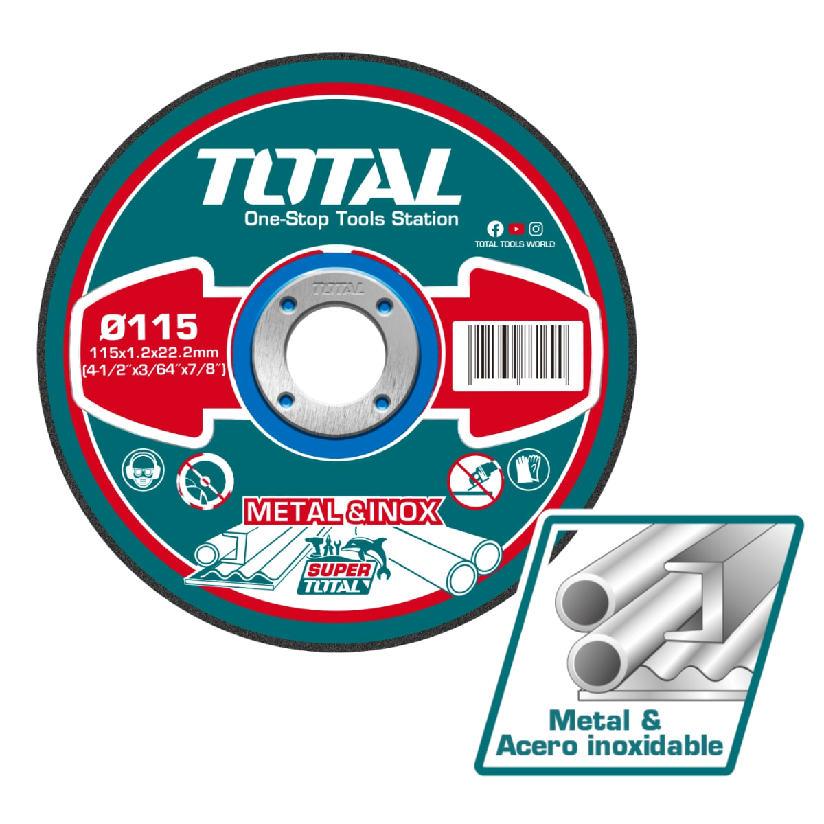 Disco de Corte p/Metal 115mmx1.2mm 4-1/2'' Total2