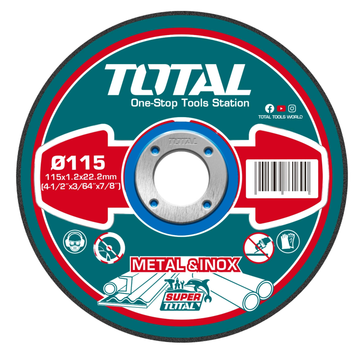 Disco de Corte p/Metal 115mmx1.2mm 4-1/2'' Total1