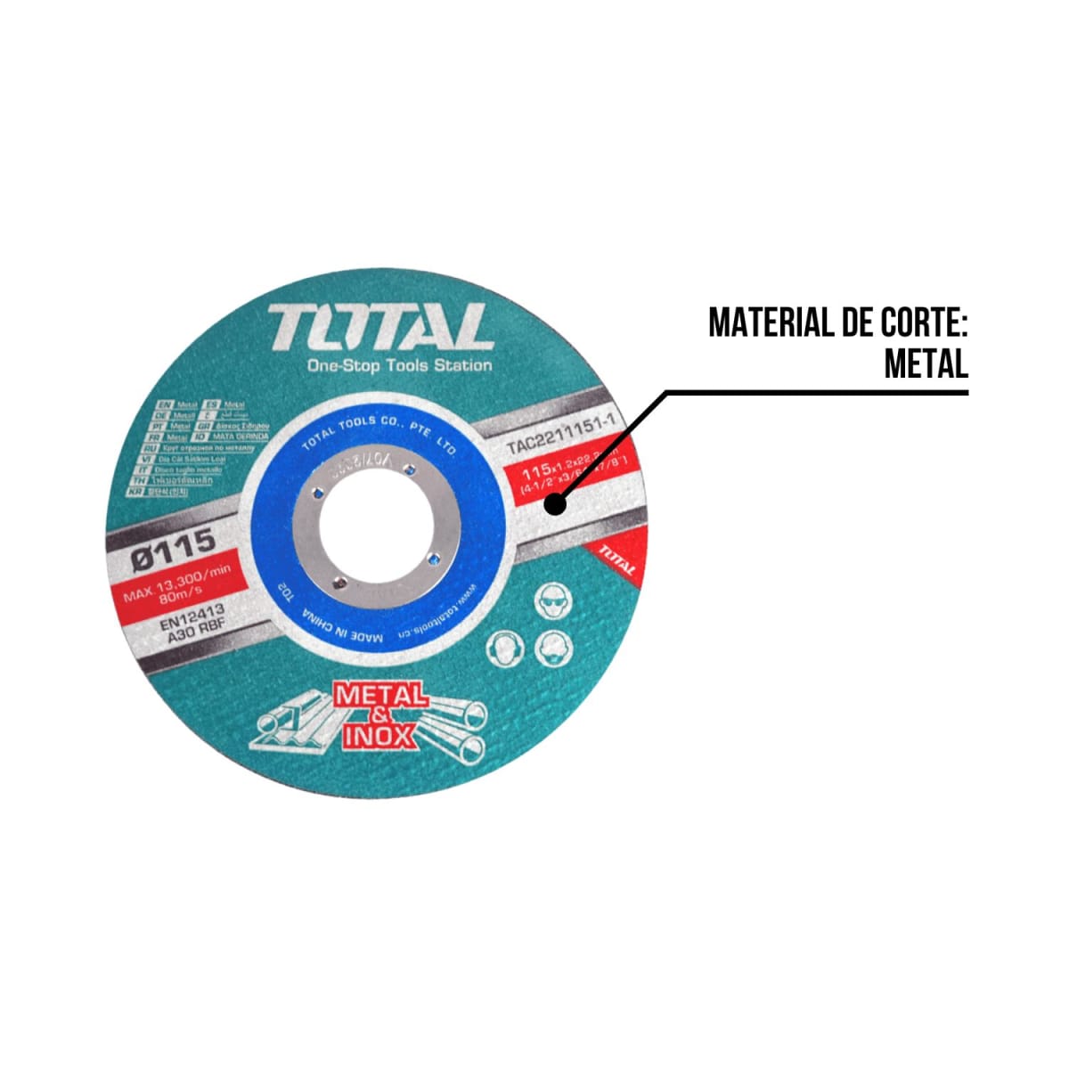 DISCO CORTE METAL ACERO 4 1/2'' X10 unidades Total4