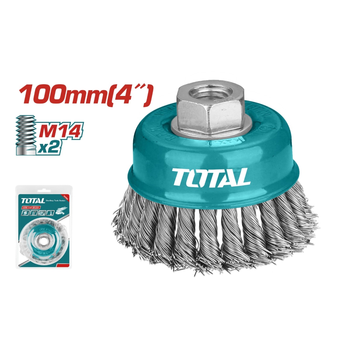 Cepillo de Copa Trenzado 100mm 4'' Total2