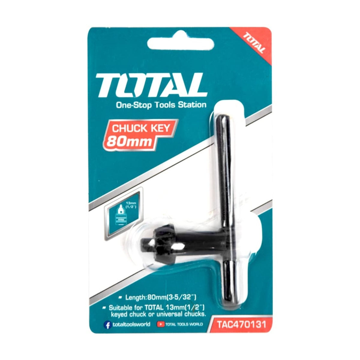 Llave para Chuck 13mm 80mm Total4
