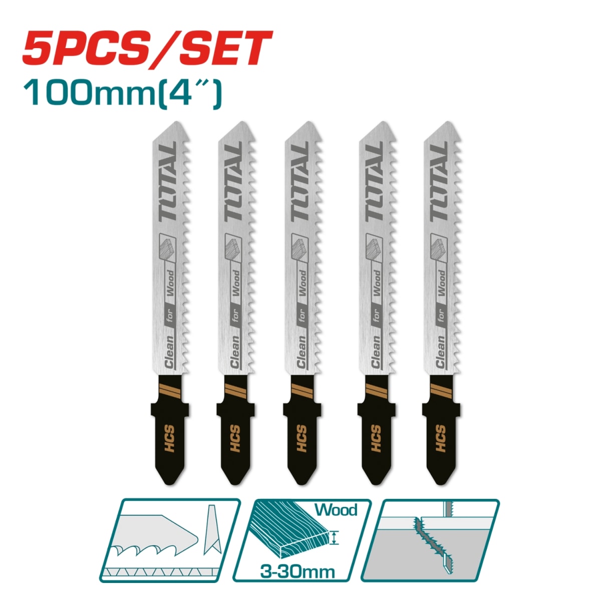 Cuchillas para Caladora 5pcs 100mm 4pcs Madera Total2