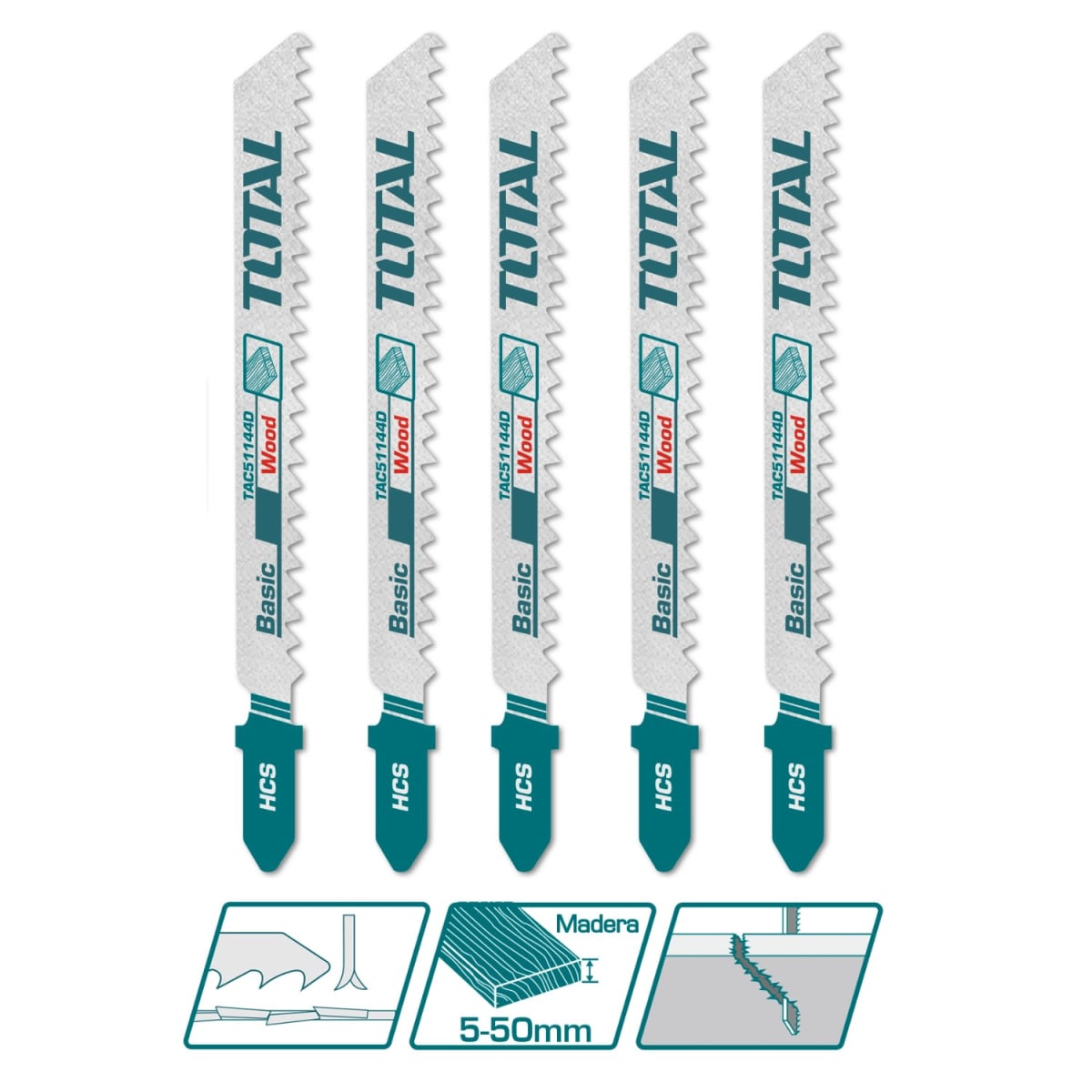 Set de Cuchillas de Madera para Sierra Sable 5pcs Total3