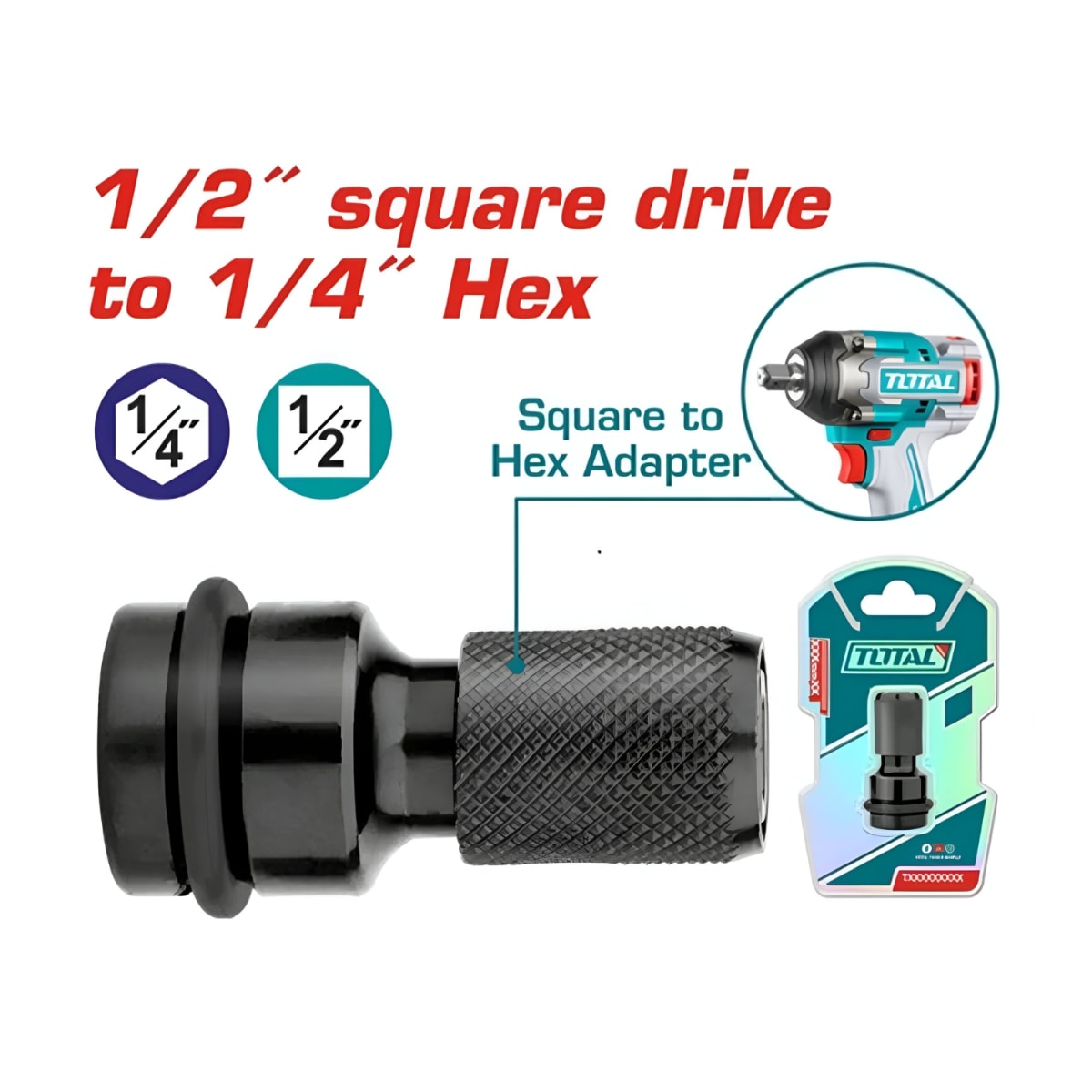 Adaptador 1/2 a 1/4'' Hexagonal Total3