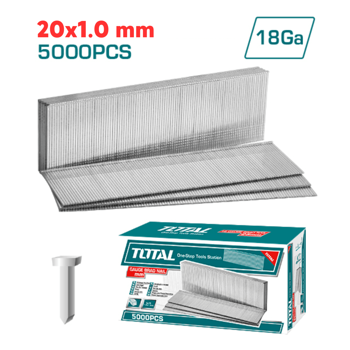 Clavos para clavadora neumática 20mm 5000 piezas Total2