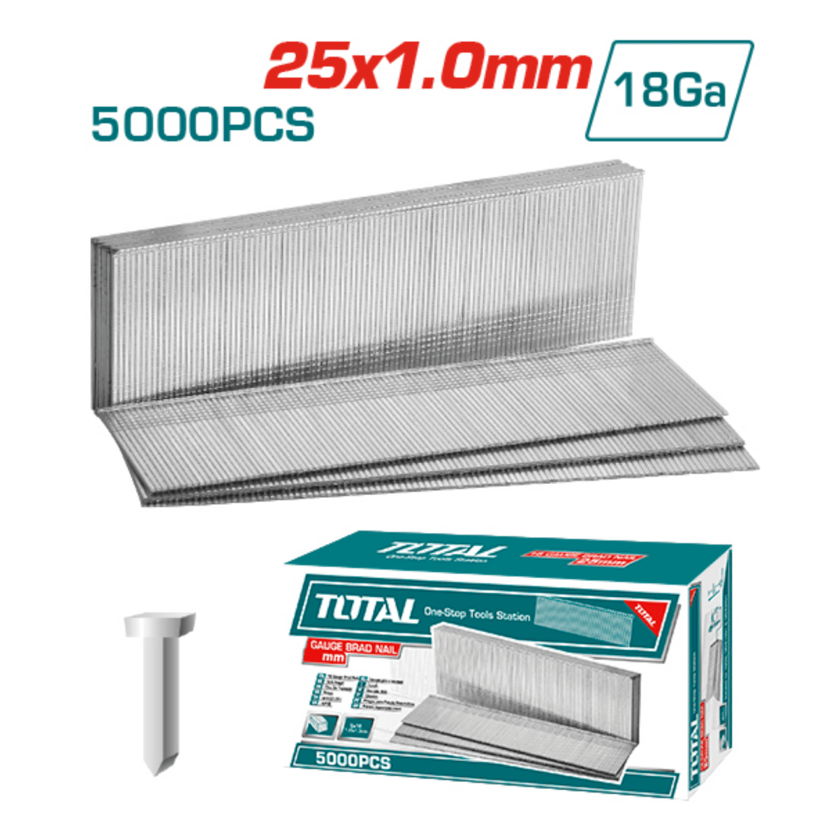 Clavos para clavadora neumática 25mm 5000 piezas Total2