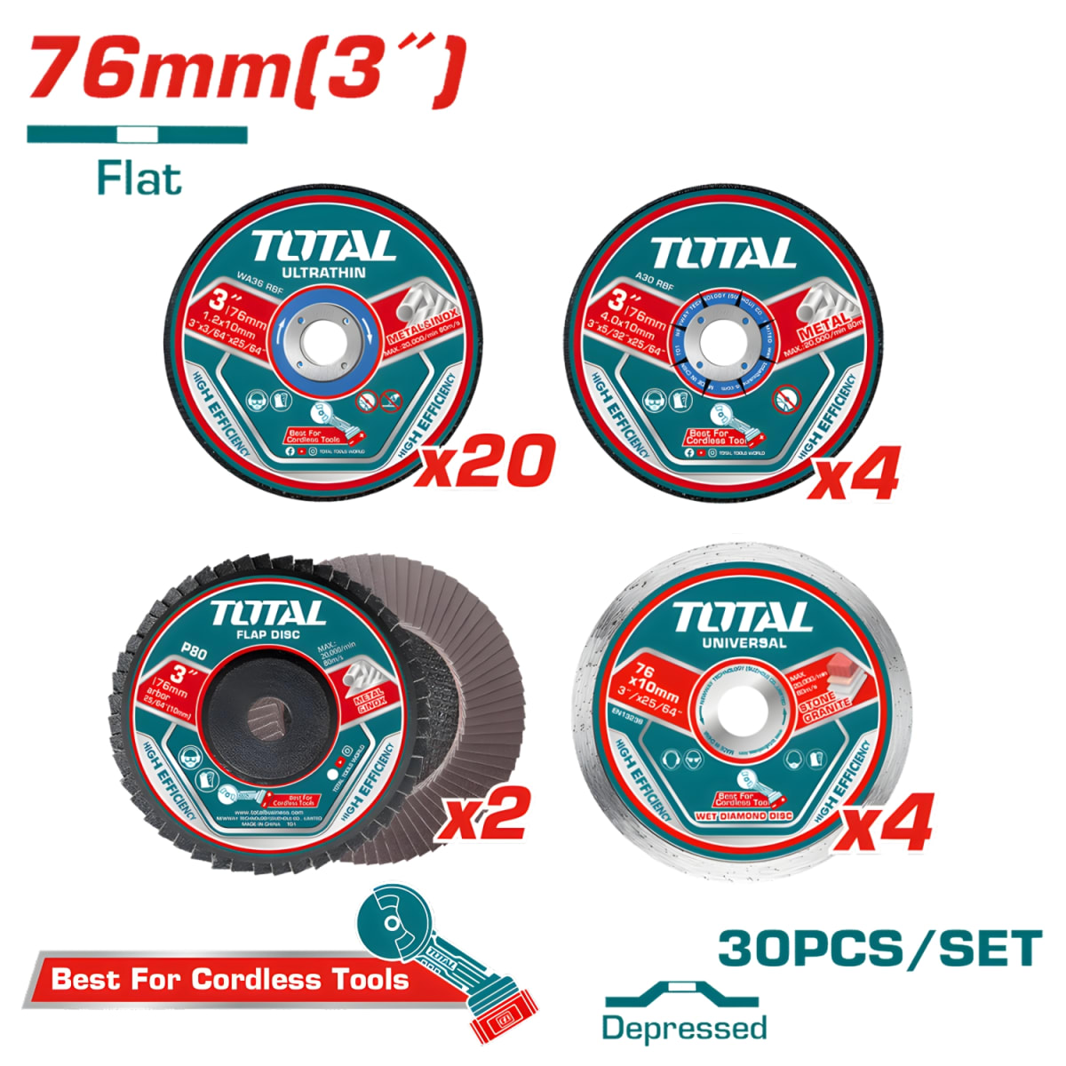 Set de Discos de Corte y Abrasivos 30pcs Total2