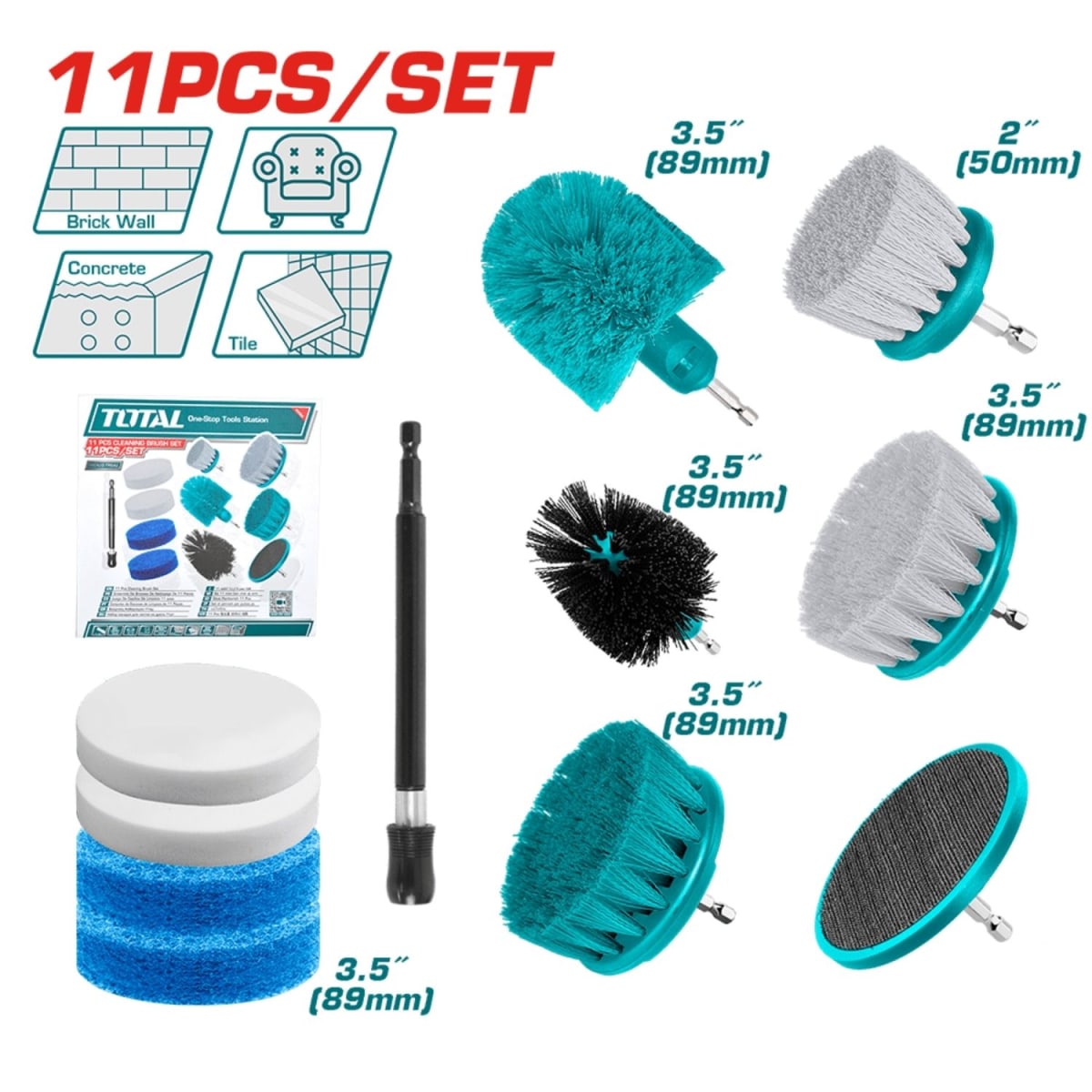 Set de escobillas para taladro 11 piezas Total2