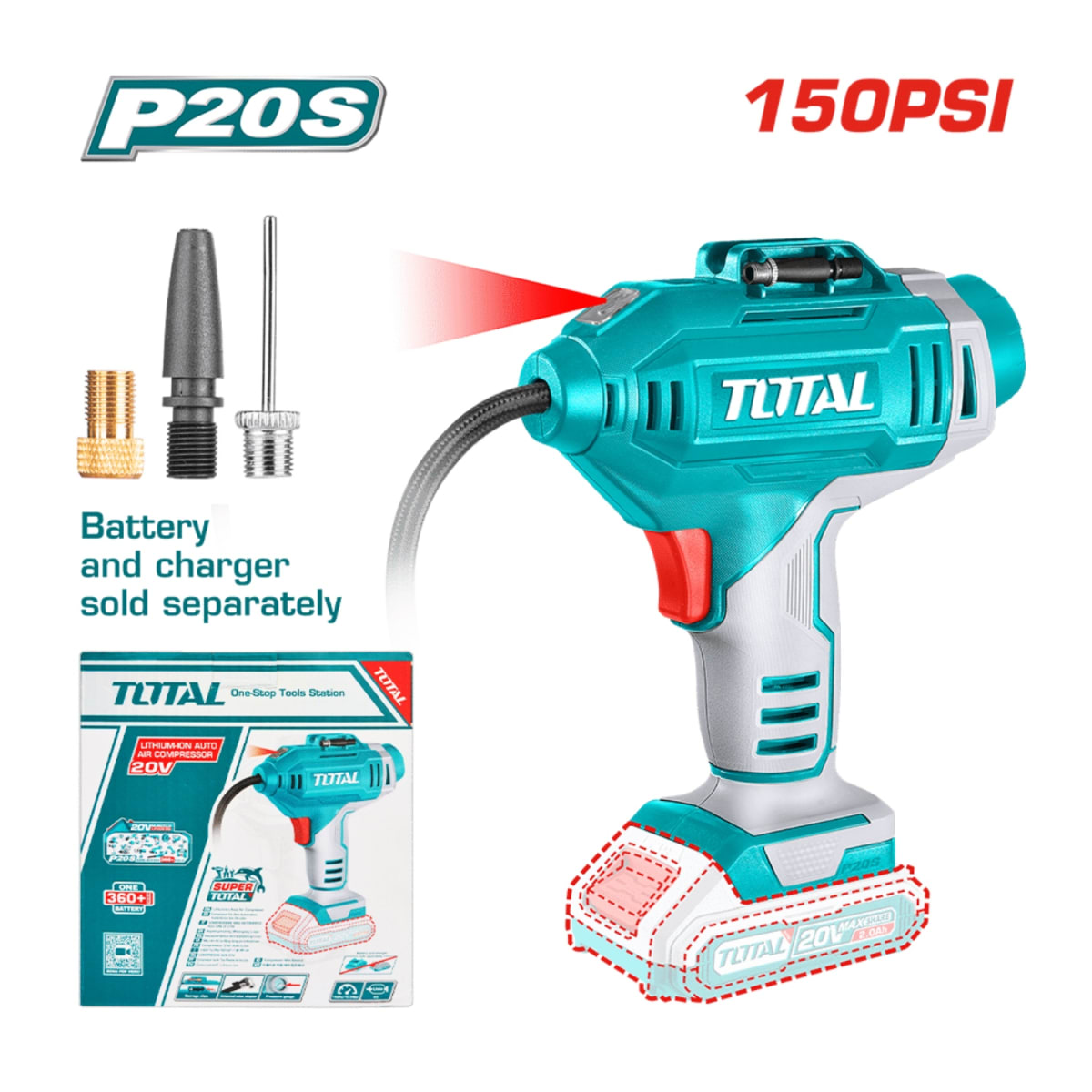 Mini Compresora Digital Inalambrico 160psi 20v Total2