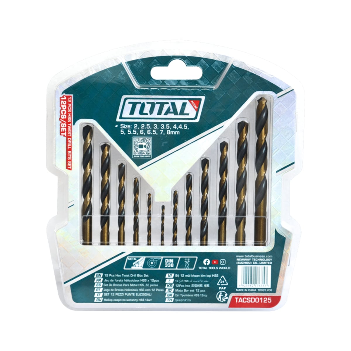 Set de Brocas HSS 12pcs 2-8mm Total2