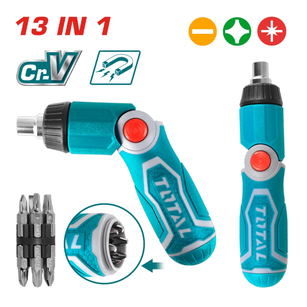 Atornillador Tipo Ratchet 13 en 1 Magnetico Total2