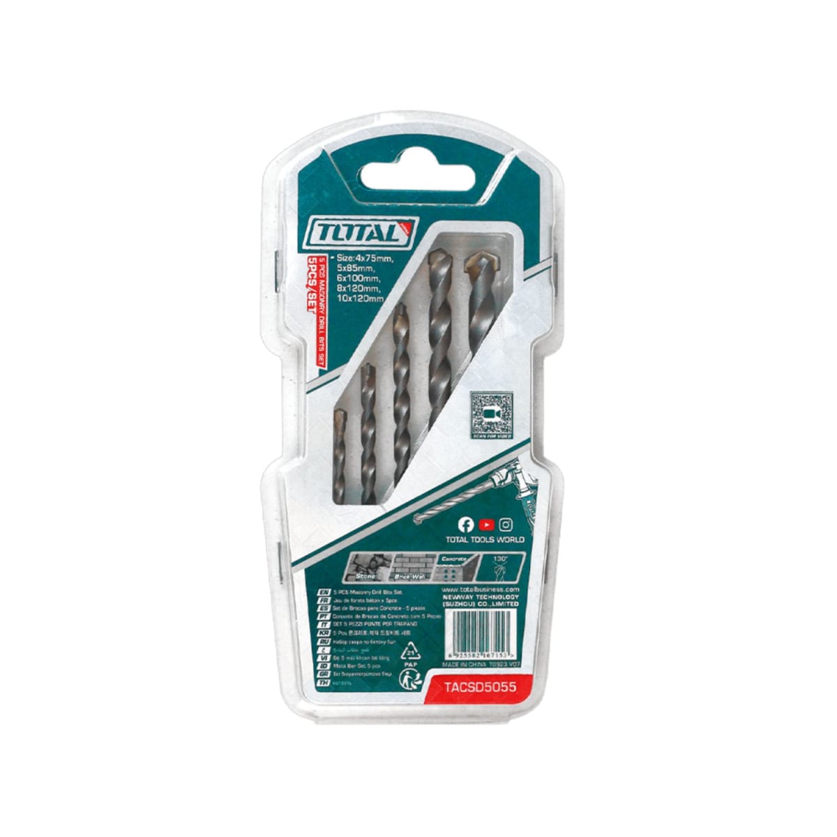 Jgo x 5pcs broca para concreto Total3