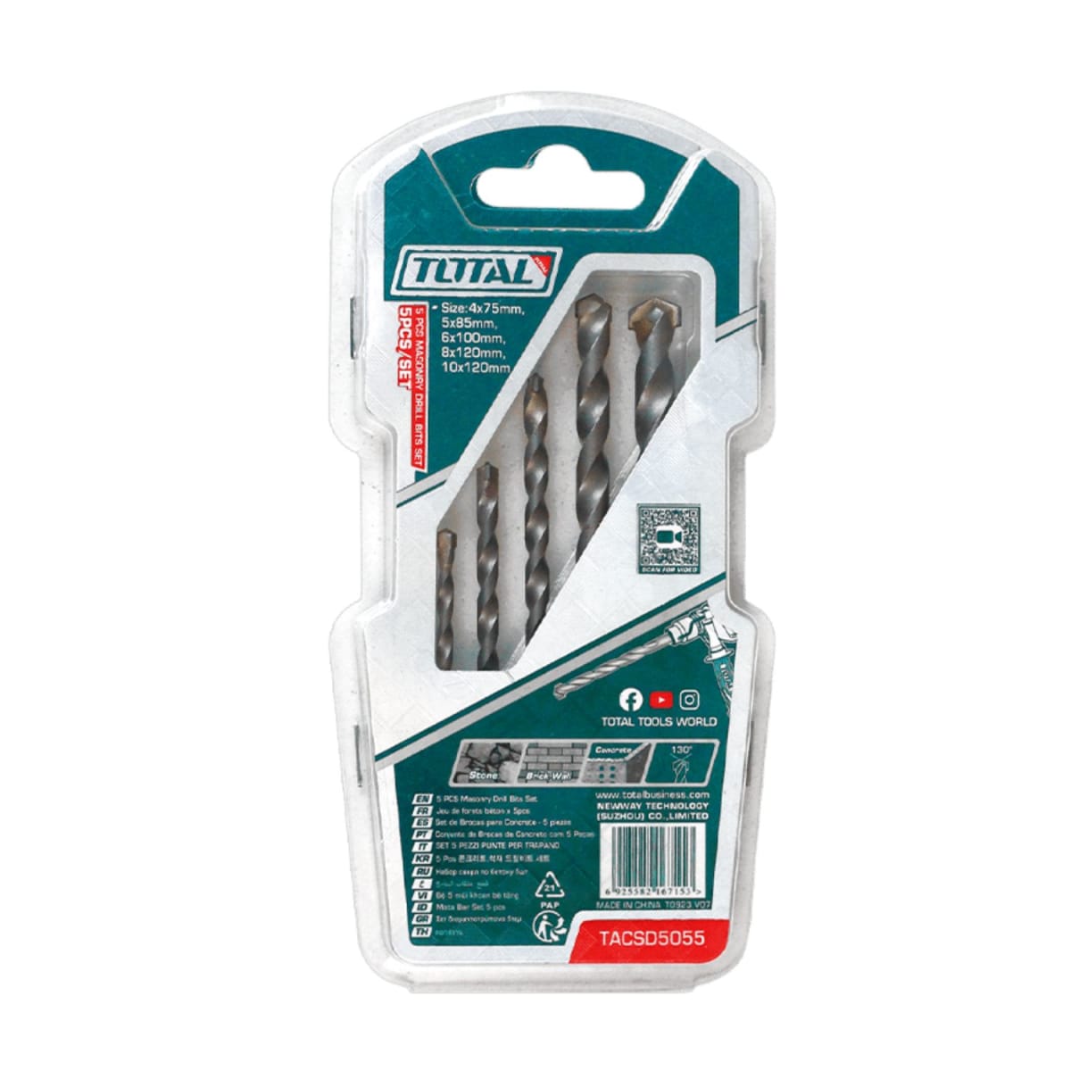 Jgo x 5pcs broca para concreto Total5