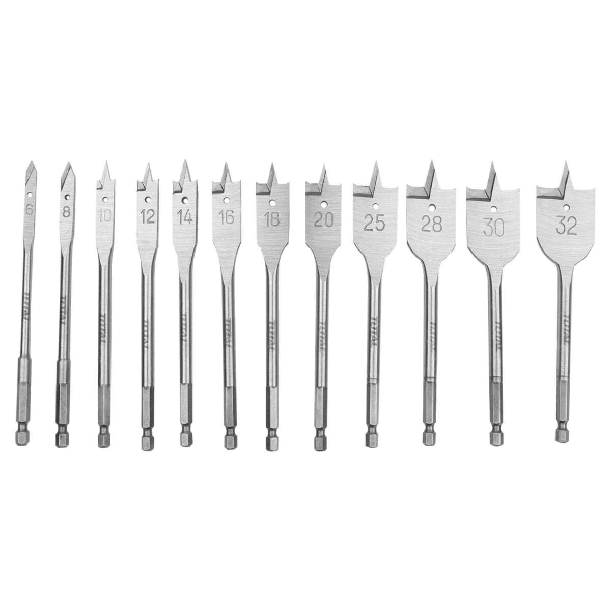 Set de brocas planas para madera 12 piezas Total3