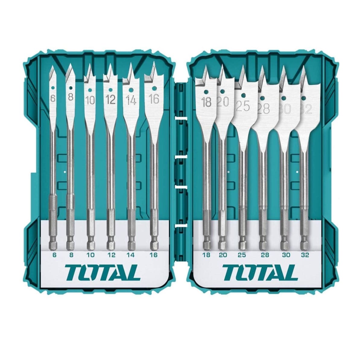 Set de brocas planas para madera 12 piezas Total1