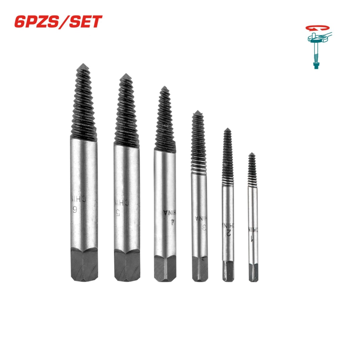 Jgo x 6 pcs broca extractor de perno industrial Total2
