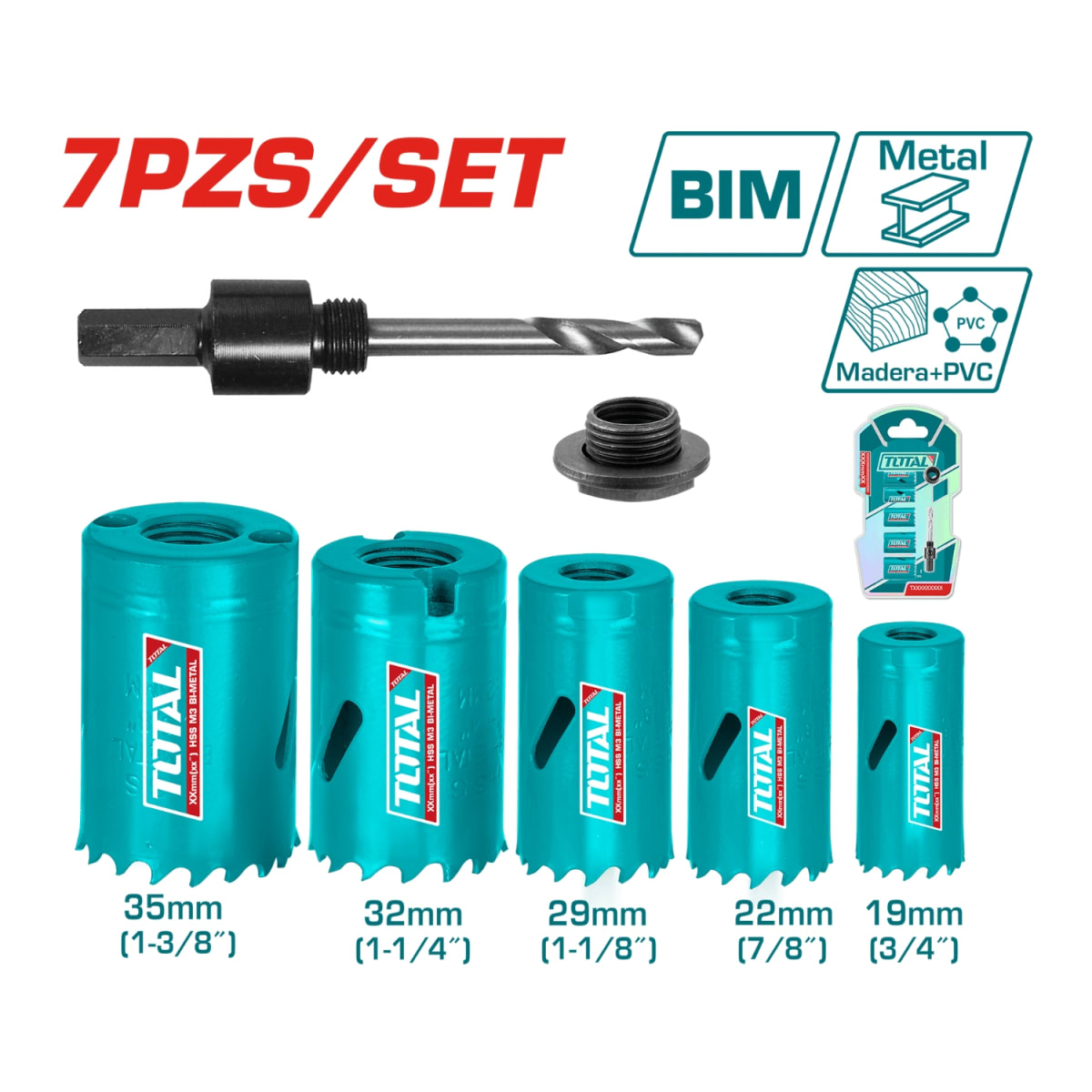 Kit de Sierra Corona 7 pcs 19-35mm BiMetal Total3