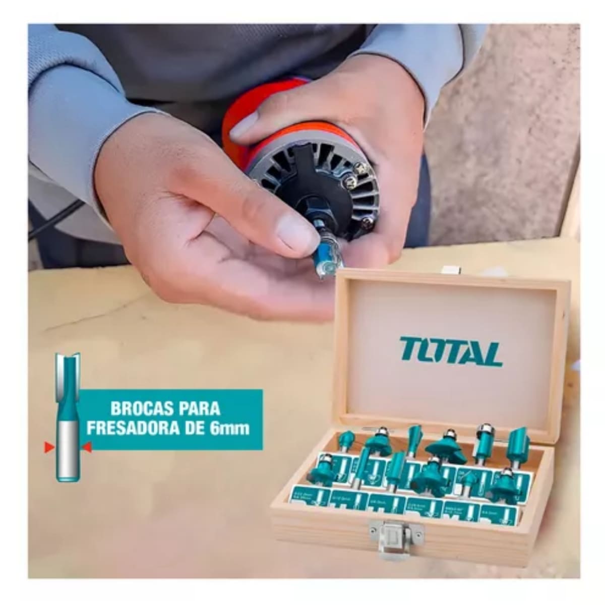 SET DE FRESAS 6MM 12PZS PARA RUTEADORA FRESADORA TOTAL4