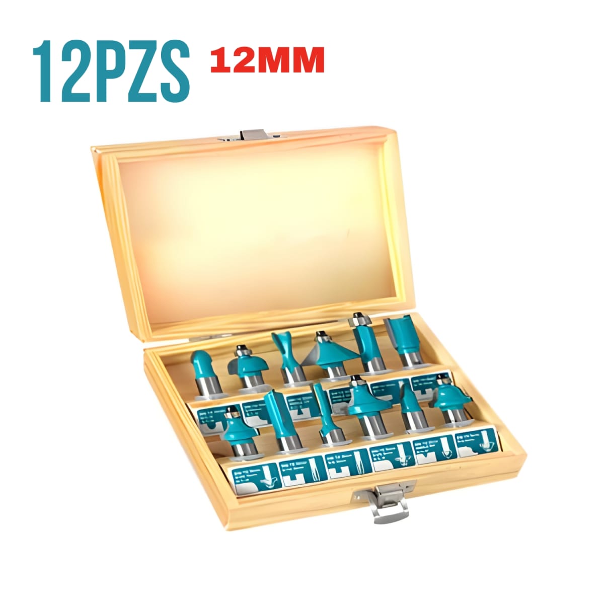 Set de Fresas 12mm 12pcs Para Ruteadora/Freseadora Total2