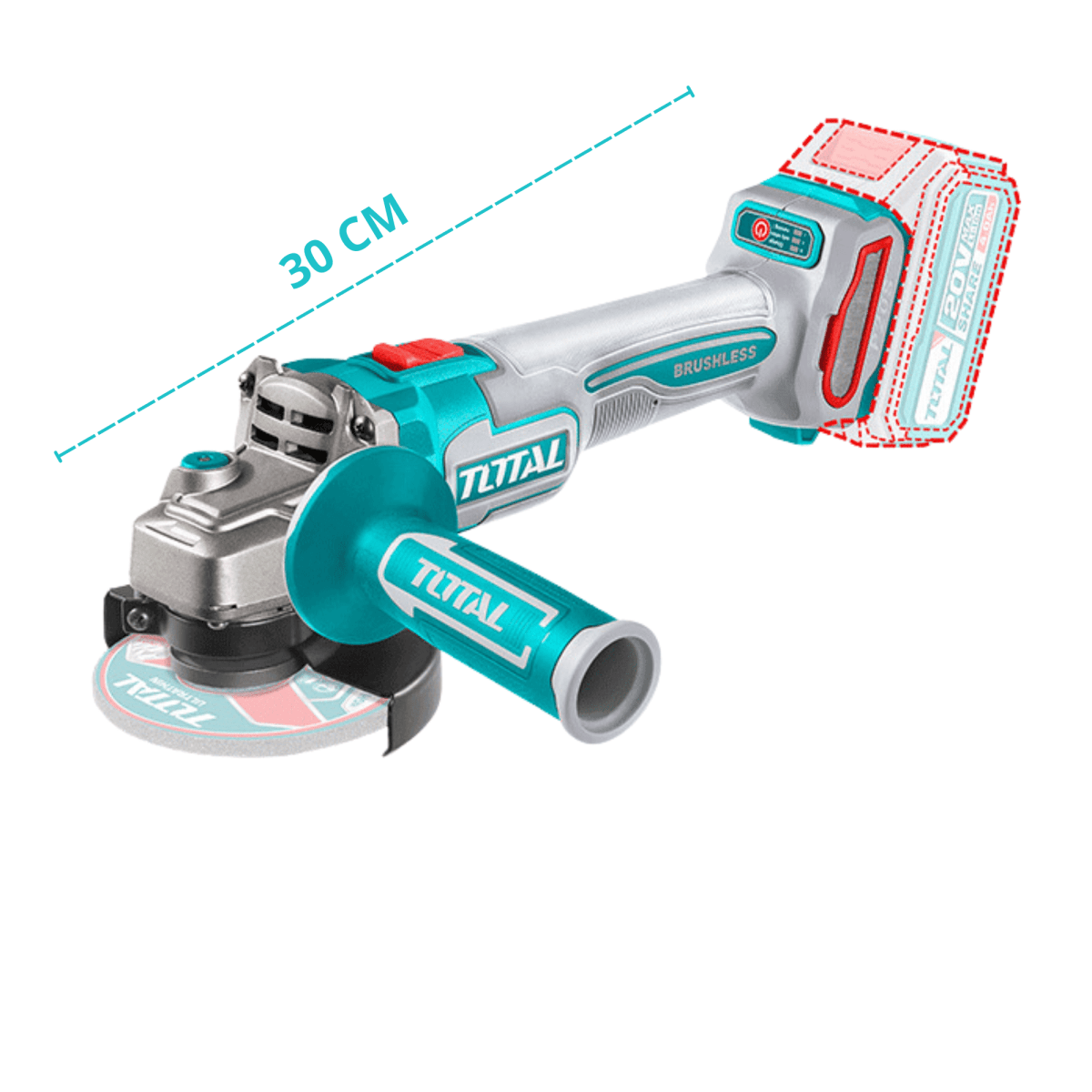 Amoladora 20v incluye bateria 4Ah y cargador Total3