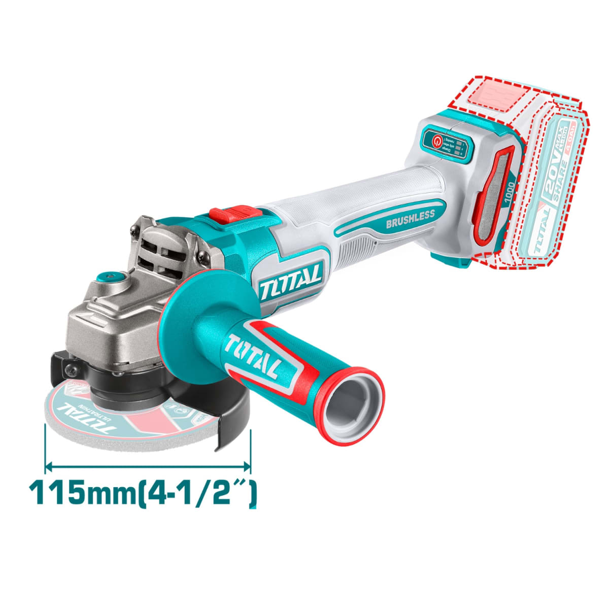 Combo Taladro 66nm + llave de impacto + Rotomartillo + Amoladora + Linterna Total5