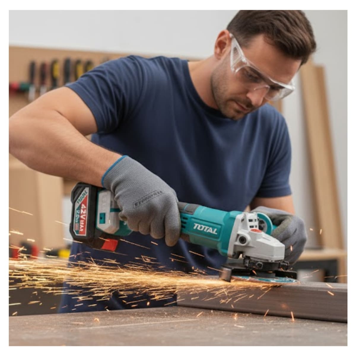 Amoladora inalambrica 1080w 4 1/2'' + 2 batería y cargador 42v total5