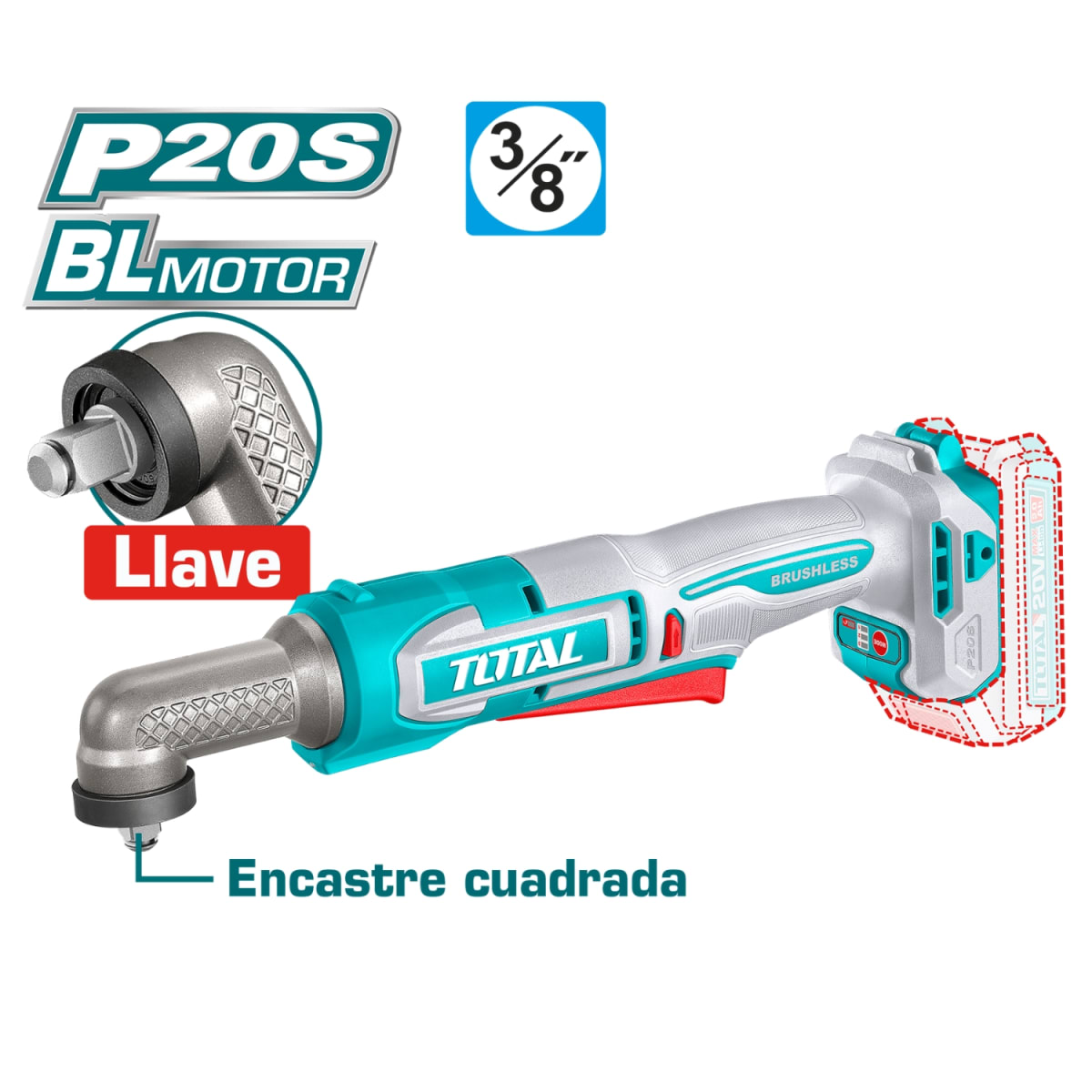 Llave de impacto recta 3/8